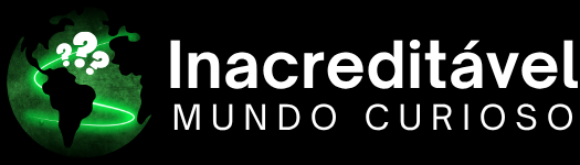 Logotipo oficial horizontal do site Inacreditável Mundo Curioso. Ícone do globo terrestre verde à esquerda com o nome do portal escrito em letras brancas sobre fundo preto.
